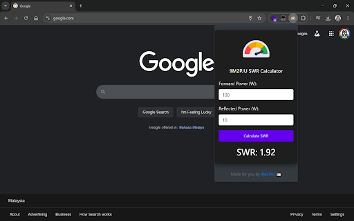 9M2PJU SWR Calculator from Chrome web store to be run with OffiDocs Chromium online 9M2PJU SWR Calculator from Chrome web store to be run with OffiDocs Chromium online