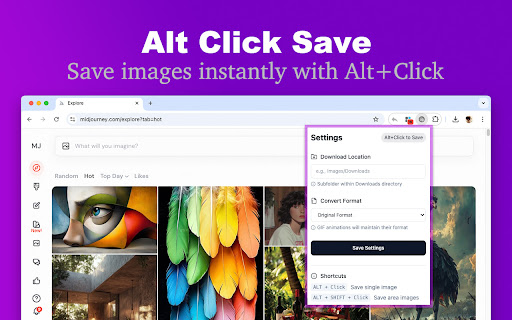 Alt Click Save One Click Image Downloader from Chrome web store to be run with OffiDocs Chromium online Alt Click Save One Click Image Downloader from Chrome web store to be run with OffiDocs Chromium online