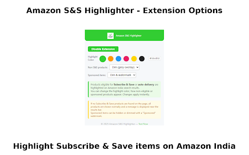 Amazon Subscribe Save Highlighter from Chrome web store to be run with OffiDocs Chromium online Amazon Subscribe Save Highlighter from Chrome web store to be run with OffiDocs Chromium online