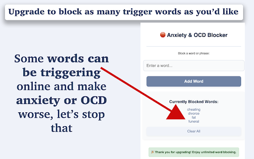 Anxiety OCD Blocker Remove Trigger Words from Chrome web store to be run with OffiDocs Chromium online Anxiety OCD Blocker Remove Trigger Words from Chrome web store to be run with OffiDocs Chromium online