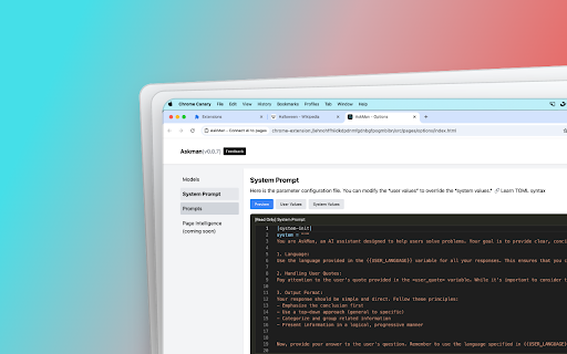 Askman Connect AI to pages from Chrome web store to be run with OffiDocs Chromium online Askman Connect AI to pages from Chrome web store to be run with OffiDocs Chromium online