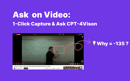 Ask on Video: 1 Click Capture Ask from Chrome web store to be run with OffiDocs Chromium online Ask on Video: 1 Click Capture Ask from Chrome web store to be run with OffiDocs Chromium online