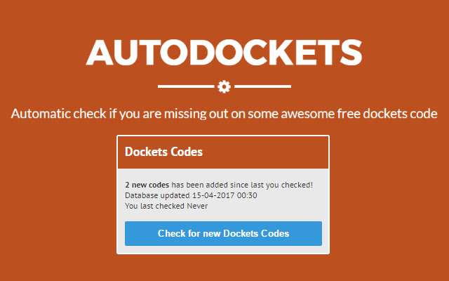 AutoDockets for DyingLight from Chrome web store to be run with OffiDocs Chromium online AutoDockets for DyingLight from Chrome web store to be run with OffiDocs Chromium online