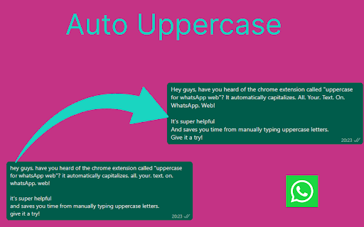 Auto Uppercase for Whatsapp Web from Chrome web store to be run with OffiDocs Chromium online Auto Uppercase for Whatsapp Web from Chrome web store to be run with OffiDocs Chromium online