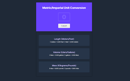awcoetzer Metric Imperial Unit Conversion from Chrome web store to be run with OffiDocs Chromium online awcoetzer Metric Imperial Unit Conversion from Chrome web store to be run with OffiDocs Chromium online