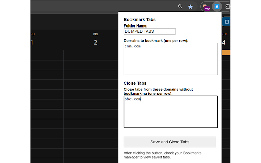 Bookmark and Close Tabs from Chrome web store to be run with OffiDocs Chromium online Bookmark and Close Tabs from Chrome web store to be run with OffiDocs Chromium online