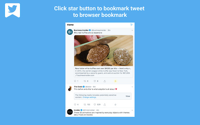 Bookmark Tweet to Browser from Chrome web store to be run with OffiDocs Chromium online Bookmark Tweet to Browser from Chrome web store to be run with OffiDocs Chromium online
