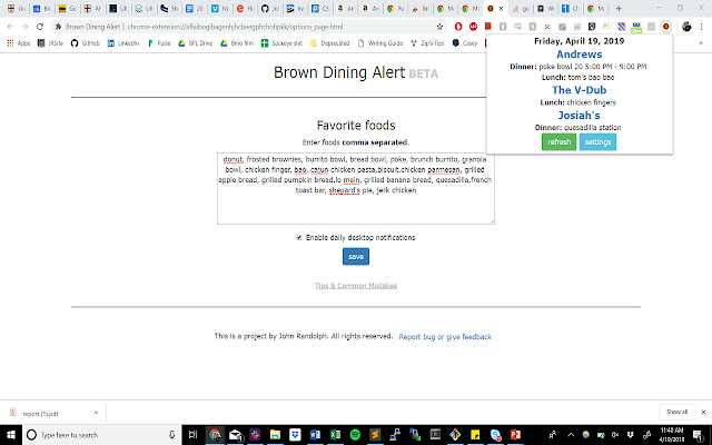 Brown Dining Alert from Chrome web store to be run with OffiDocs Chromium online Brown Dining Alert from Chrome web store to be run with OffiDocs Chromium online