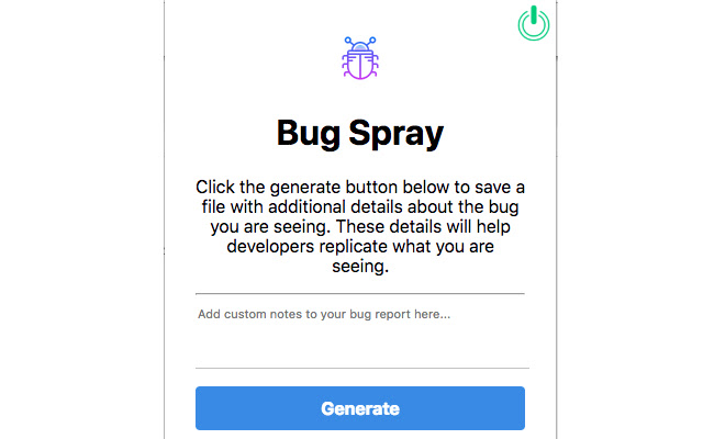 Bug Spray from Chrome web store to be run with OffiDocs Chromium online Bug Spray from Chrome web store to be run with OffiDocs Chromium online