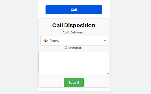 Call Disposition Extension from Chrome web store to be run with OffiDocs Chromium online Call Disposition Extension from Chrome web store to be run with OffiDocs Chromium online
