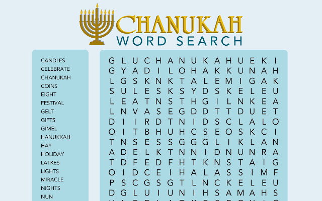 Chanukah Word Search from Chrome web store to be run with OffiDocs Chromium online Chanukah Word Search from Chrome web store to be run with OffiDocs Chromium online