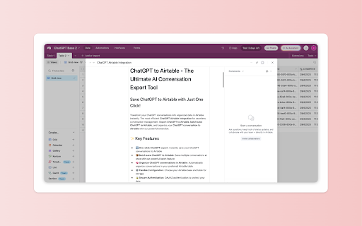 ChatGPT to Airtable One Click Export from Chrome web store to be run with OffiDocs Chromium online ChatGPT to Airtable One Click Export from Chrome web store to be run with OffiDocs Chromium online