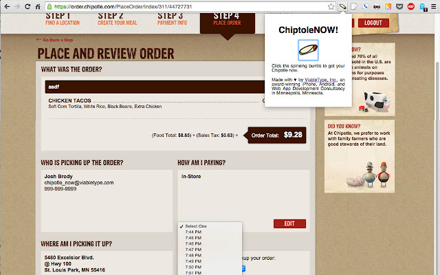 ChipotleNOW! from Chrome web store to be run with OffiDocs Chromium online ChipotleNOW! from Chrome web store to be run with OffiDocs Chromium online