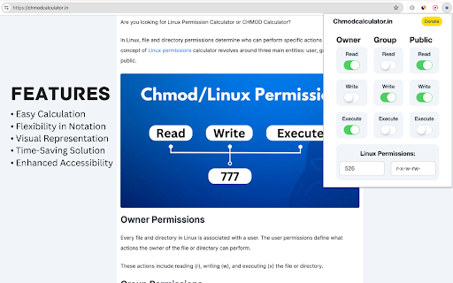 CHMOD Calculator from Chrome web store to be run with OffiDocs Chromium online CHMOD Calculator from Chrome web store to be run with OffiDocs Chromium online