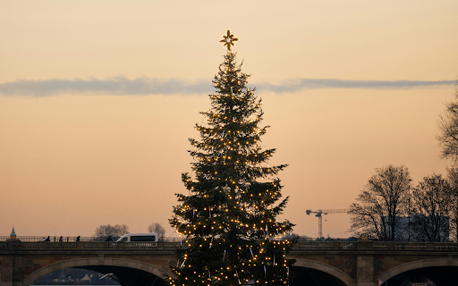 Christmas tree on the river in front of a bridge from Chrome web store to be run with OffiDocs Chromium online Christmas tree on the river in front of a bridge from Chrome web store to be run with OffiDocs Chromium online