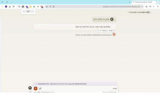 Claude AI Hebrew RTL from Chrome web store to be run with OffiDocs Chromium online Claude AI Hebrew RTL from Chrome web store to be run with OffiDocs Chromium online