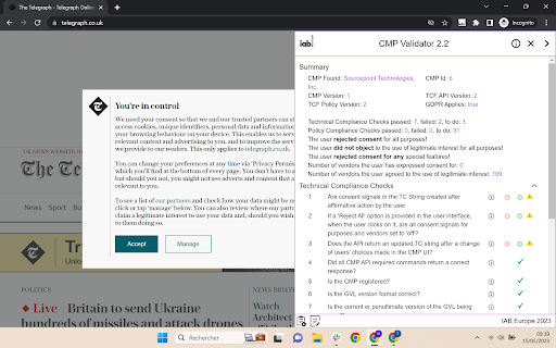 CMP Validator from Chrome web store to be run with OffiDocs Chromium online CMP Validator from Chrome web store to be run with OffiDocs Chromium online