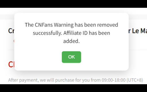 CNFans Warm Warning Reminder Remover from Chrome web store to be run with OffiDocs Chromium online CNFans Warm Warning Reminder Remover from Chrome web store to be run with OffiDocs Chromium online