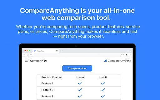 CompareAnything – Universal Comparison Tool from Chrome web store to be run with OffiDocs Chromium online CompareAnything – Universal Comparison Tool from Chrome web store to be run with OffiDocs Chromium online