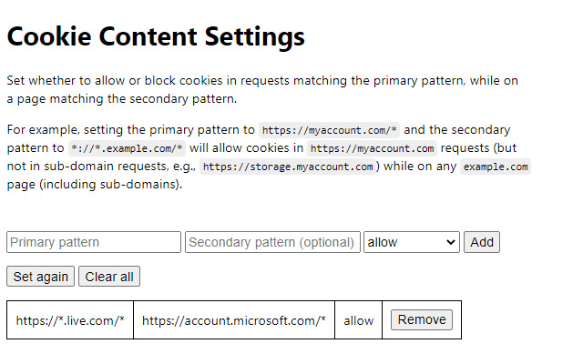 Cookie Content Settings from Chrome web store to be run with OffiDocs Chromium online Cookie Content Settings from Chrome web store to be run with OffiDocs Chromium online