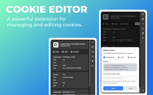 Cookie Editor from Chrome web store to be run with OffiDocs Chromium online Cookie Editor from Chrome web store to be run with OffiDocs Chromium online