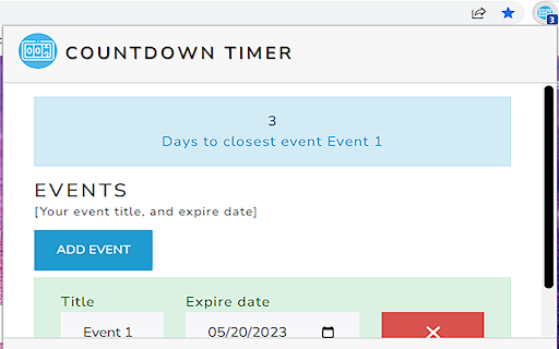 Count Down Timer from Chrome web store to be run with OffiDocs Chromium online Count Down Timer from Chrome web store to be run with OffiDocs Chromium online