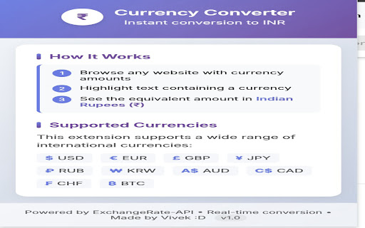 Currency Converter to INR from Chrome web store to be run with OffiDocs Chromium online Currency Converter to INR from Chrome web store to be run with OffiDocs Chromium online