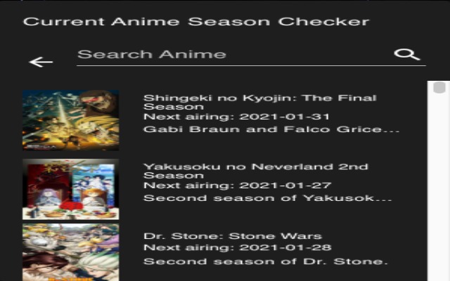 Current Season Anime Checker from Chrome web store to be run with OffiDocs Chromium online Current Season Anime Checker from Chrome web store to be run with OffiDocs Chromium online