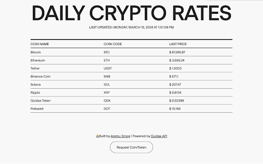 Daily Crypto Rates from Chrome web store to be run with OffiDocs Chromium online Daily Crypto Rates from Chrome web store to be run with OffiDocs Chromium online