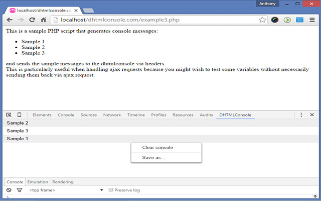 DHTMLConsole from Chrome web store to be run with OffiDocs Chromium online DHTMLConsole from Chrome web store to be run with OffiDocs Chromium online