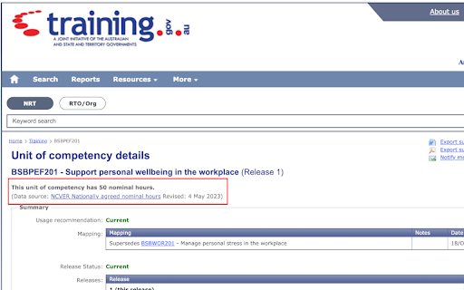 Display UOC Nominal Hours training.gov.au from Chrome web store to be run with OffiDocs Chromium online Display UOC Nominal Hours training.gov.au from Chrome web store to be run with OffiDocs Chromium online