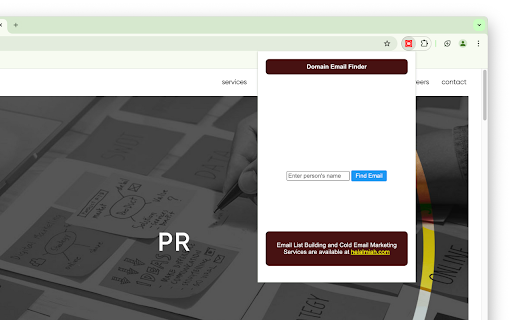Domain Email Finder from Chrome web store to be run with OffiDocs Chromium online Domain Email Finder from Chrome web store to be run with OffiDocs Chromium online