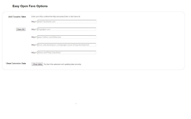 Easy Open Favs from Chrome web store to be run with OffiDocs Chromium online Easy Open Favs from Chrome web store to be run with OffiDocs Chromium online
