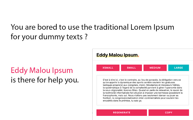 Eddy Malou Ipsum from Chrome web store to be run with OffiDocs Chromium online Eddy Malou Ipsum from Chrome web store to be run with OffiDocs Chromium online