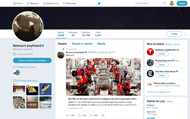Elon Musk to Grimess Boyfriend from Chrome web store to be run with OffiDocs Chromium online Elon Musk to Grimess Boyfriend from Chrome web store to be run with OffiDocs Chromium online