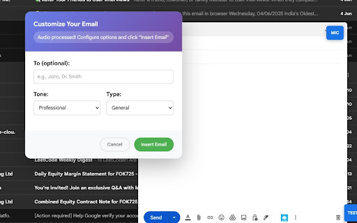 Email Transcription Voice to Text from Chrome web store to be run with OffiDocs Chromium online Email Transcription Voice to Text from Chrome web store to be run with OffiDocs Chromium online