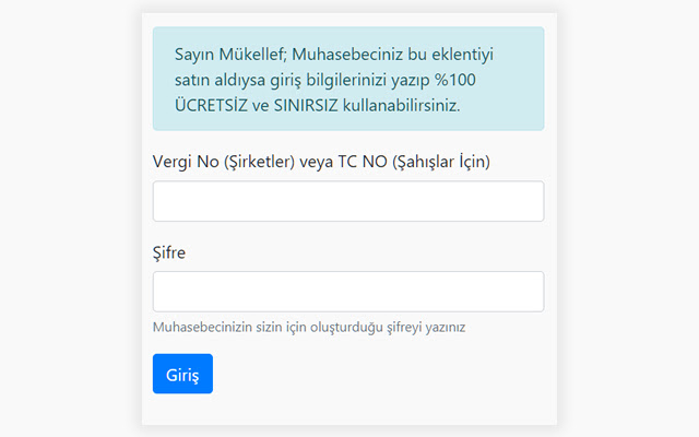 E Mükellef Toolbar from Chrome web store to be run with OffiDocs Chromium online E Mükellef Toolbar from Chrome web store to be run with OffiDocs Chromium online