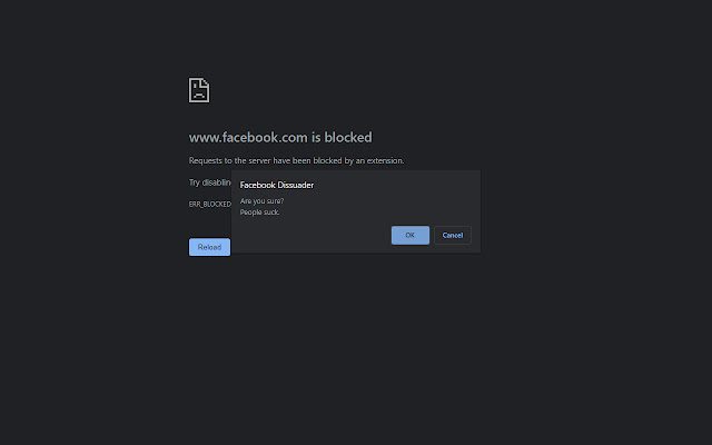 Facebook Dissuader from Chrome web store to be run with OffiDocs Chromium online Facebook Dissuader from Chrome web store to be run with OffiDocs Chromium online