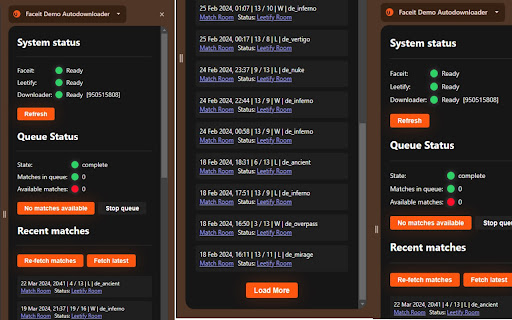 Faceit Demo Autodownloader from Chrome web store to be run with OffiDocs Chromium online Faceit Demo Autodownloader from Chrome web store to be run with OffiDocs Chromium online