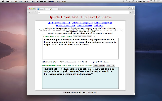 Flip Text for Social from Chrome web store to be run with OffiDocs Chromium online Flip Text for Social from Chrome web store to be run with OffiDocs Chromium online