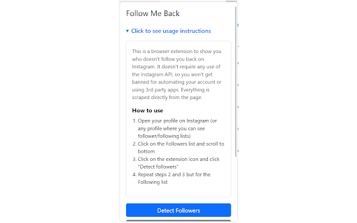 Follow Me Back from Chrome web store to be run with OffiDocs Chromium online Follow Me Back from Chrome web store to be run with OffiDocs Chromium online