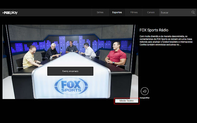 FoxPlayBrasil Modo teatro from Chrome web store to be run with OffiDocs Chromium online FoxPlayBrasil Modo teatro from Chrome web store to be run with OffiDocs Chromium online