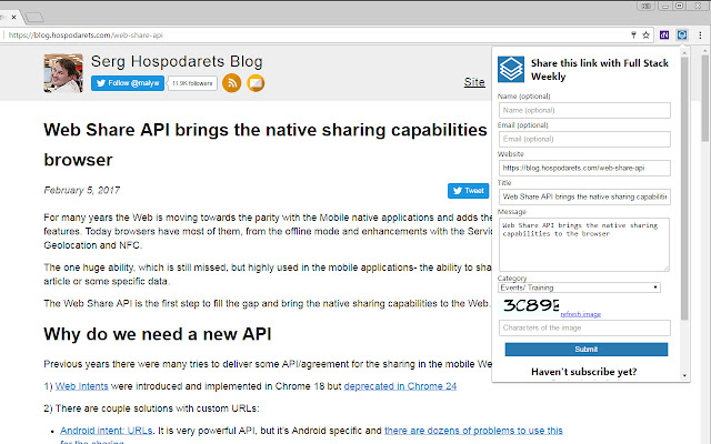 Full Stack Weekly from Chrome web store to be run with OffiDocs Chromium online Full Stack Weekly from Chrome web store to be run with OffiDocs Chromium online