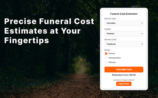 Funeral Cost Estimator from Chrome web store to be run with OffiDocs Chromium online Funeral Cost Estimator from Chrome web store to be run with OffiDocs Chromium online