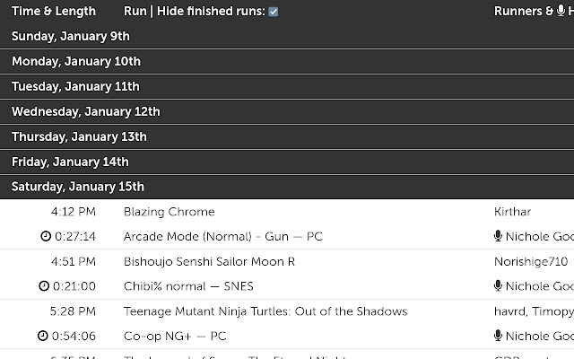GDQ Schedule Enhancement from Chrome web store to be run with OffiDocs Chromium online GDQ Schedule Enhancement from Chrome web store to be run with OffiDocs Chromium online