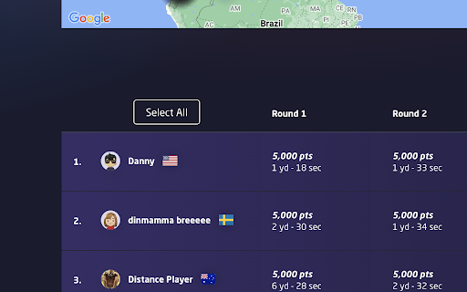 Geoguessr Breakdown Select All Users from Chrome web store to be run with OffiDocs Chromium online Geoguessr Breakdown Select All Users from Chrome web store to be run with OffiDocs Chromium online