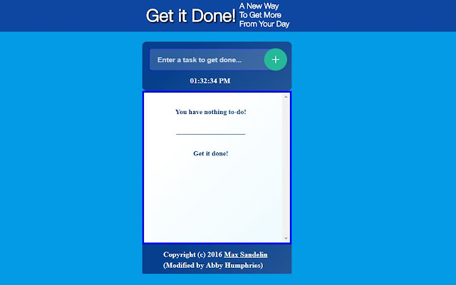 Get it Done! To Do List from Chrome web store to be run with OffiDocs Chromium online Get it Done! To Do List from Chrome web store to be run with OffiDocs Chromium online