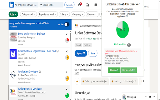 Ghost Job Checker from Chrome web store to be run with OffiDocs Chromium online Ghost Job Checker from Chrome web store to be run with OffiDocs Chromium online