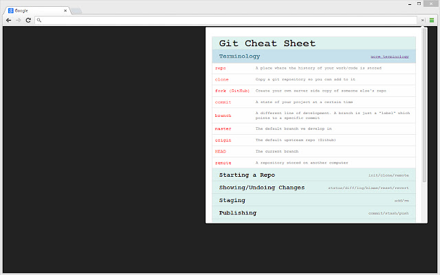 Git Cheat Sheet from Chrome web store to be run with OffiDocs Chromium online Git Cheat Sheet from Chrome web store to be run with OffiDocs Chromium online
