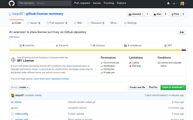 Github License Summary from Chrome web store to be run with OffiDocs Chromium online Github License Summary from Chrome web store to be run with OffiDocs Chromium online